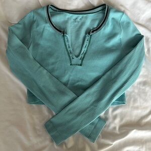 Urban Outfitters Green Fitted Polo Crop Top